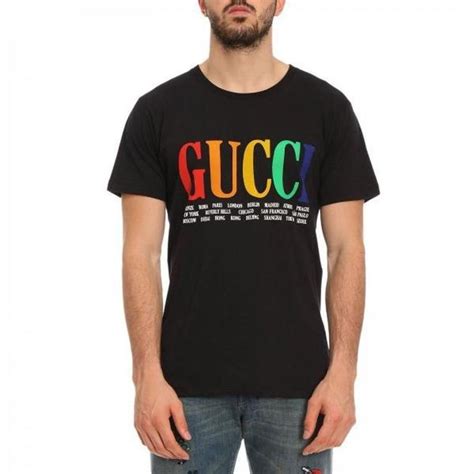 pink rainbow gucci shirt|Gucci v neck t shirt.